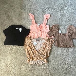 4 🔥 NWT BUNDLE of 4 size medium crop tops various brands